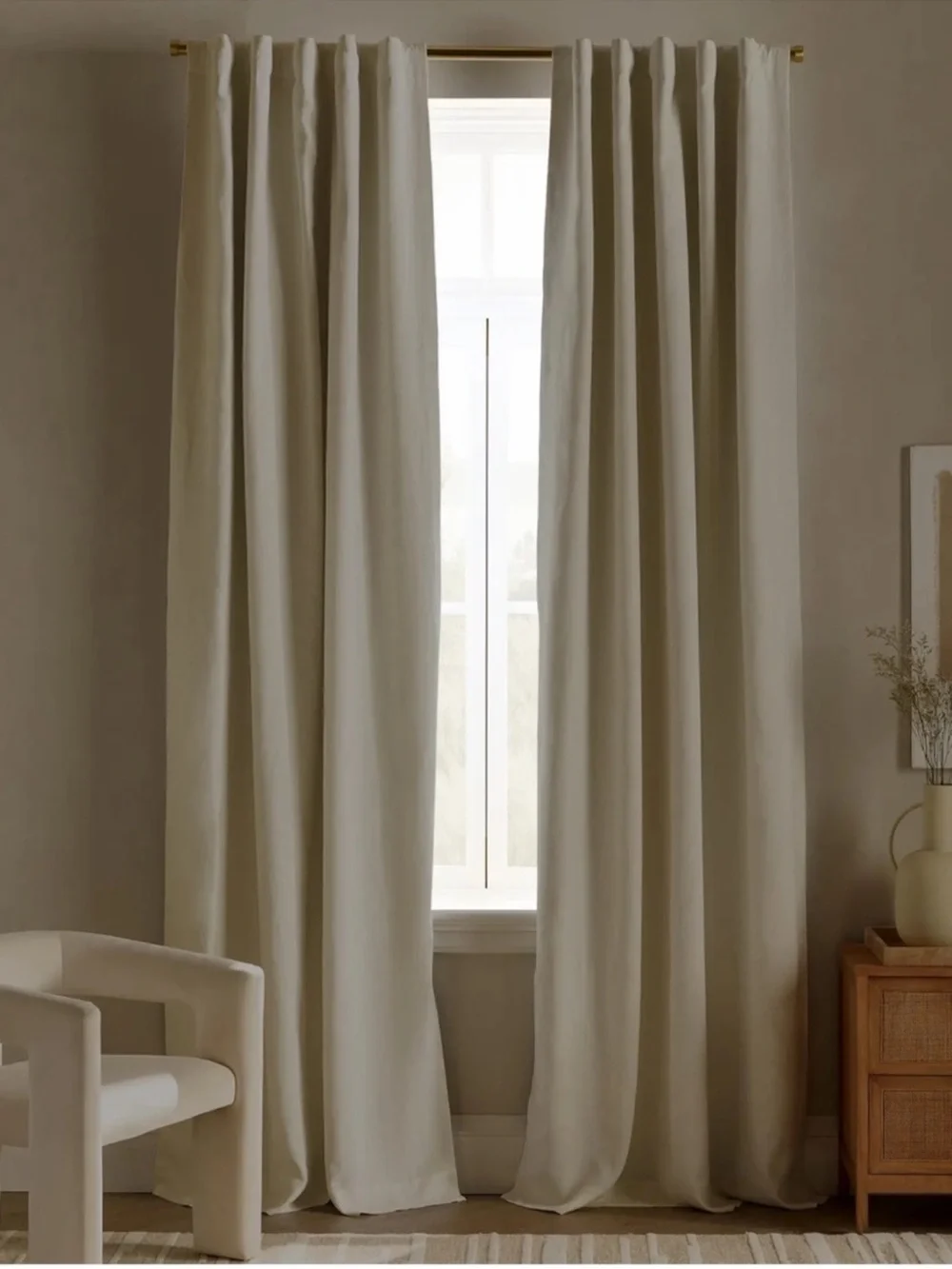 NWT QUINCE Set Of 2 48x96 European Linen True Blackout Curtains Cream 0475
